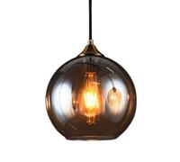 XYBZJP E27 Base Verre Suspension Lumière, Abat-Jour Suspendu Sphérique Créatif, Lustre à tête Unique de Style Industriel Moderne, Luminaires de Bar d’îlot de Cuisine de Chambre à Coucher