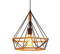 XYBZJP Lustre de style industriel moderne, lampe à suspension en corde de chanvre en fer de personnalité créative, lampe suspendue à tête unique de base E27, luminaires de décoration de bar de restaur