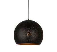 XYBZJP Lustre en Fer de Style rétro américain, Lampe à Suspension Demi-Ronde Noire givrée, Abat-Jour Suspendu en Fer Creux, luminaires de décoration de cafés de Restaurants