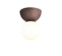 XYBZJP Plafonnier en Fer forgé Imitation Grain de Bois, plafonnier encastré à Source Lumineuse E27, plafonnier à Abat-Jour en Verre à Haute Transmission Lumineuse, luminaires de Porche de Couloir