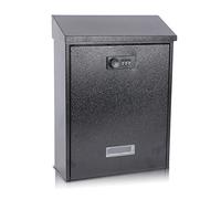 xydled Boîtes aux Lettres avec Serrure à Combinaison, Verrouillage Mural, Grande capacité, Couvercle en Acier pour Maison, 31,5 x 21,6 x 7,6 cm, Noir