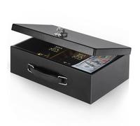 xydled Coffre-fort ignifuge avec serrure à clé pour la maison, le bureau, le rangement de sécurité pour objets de valeur, documents, 32 x 21 x 10 cm, noir