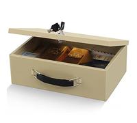 xydled Coffre-fort résistant au feu avec serrure à clé pour la maison et le bureau - 32,8 x 21,6 x 11,4 cm - Sable