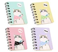 XYDZ 4 Pièces Carnet de Notes Mini Bloc-Notes, Cahier à Spirale Petit Cahier de Poche Portable Avec Motif de Dessin Animé de Chat Mignon