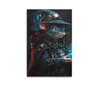 XYEMLZCC Poster décoratif sur toile représentant une souris de magicien Steampunk et une image d'art moderne pour chambre à coucher (40 x 60 cm)