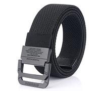 XYFCJK Ceinture À Double Anneau Boucle - Nylon Élastique Militaire Tissu Armée Heavy Duty Unisexe Web Ceintures, Hommes Femmes Casual Business Toile Cowboy Pantalon Ceinture,Black,120Cm(47.2Inch)