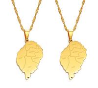 XYFCJK Ensemble De Colliers avec Pendentif Carte De L'Île De Sao Tomé - Contour De Pays Bijoux Hip-Hop De Style Ethnique, Chaîne Fine avec Breloque Imprimée du Nom De La Ville, Cadeaux Patriotiques