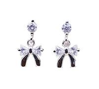 XYFCJK S925 Boucles d'oreilles À Clous pour Femme avec Nœud Mignon - Pendentif en Zircon Bijoux De Mode Hypoallergéniques, Charme Léger Et Minimaliste Mesdames Petite Amie Maman Anniversaire Giftda,