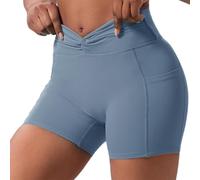 XYFfybhsd Femme Taille Haute Cyclisme Short de Sport serré sans Couture Short de Sport(Size:l,Color:Blue)