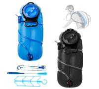 XYFGODEM Vessie d'hydratation 2/3 l, pour randonnée, cyclisme, randonnée et camping, hydratation, réservoir pour voyages sportifs, bleu + noir + kit de nettoyage (2L)