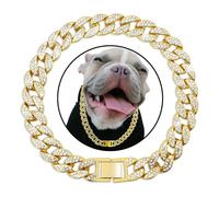 XYHAOAI Collier Cubain en Argent pour Chien, Collier Cubain en Diamant, Collier de Marche en MéTal avec Boucle de SéCurité Design, pour Chiens de Petite, Moyenne et Grande Taille,d'or,22inch 55cm