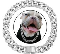 XYHAOAI Collier Cubain en Argent pour Chien, Collier Cubain en Diamant, Collier de Marche en MéTal avec Boucle de SéCurité Design, pour Chiens de Petite, Moyenne et Grande Taille,Argent,20inch 50cm