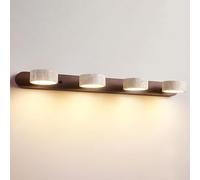 XYHAZCSM Applique murale en travertin jaune for salle de bain, éclairage LED au-dessus du miroir, en bois massif, tête de lampe orientable à 180°, 7 W, blanc froid 3000 K(Walnut wood color,Large)