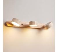 XYHAZCSM Applique murale en travertin jaune for salle de bain, éclairage LED au-dessus du miroir, en bois massif, tête de lampe orientable à 180°, 7 W, blanc froid 3000 K(Natural wood color,Medium)