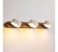 XYHAZCSM Applique murale en travertin jaune for salle de bain, éclairage LED au-dessus du miroir, en bois massif, tête de lampe orientable à 180°, 7 W, blanc froid 3000 K(Walnut wood color,Medium)