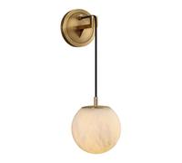 XYHAZCSM Applique murale globe moderne de luxe avec abat-jour en verre d'albâtre, base en métal doré en laiton, cordon réglable de 180 cm, douille E27, lampe murale for chambre à coucher, salon