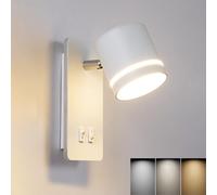 XYHAZCSM Lampe murale moderne et réglable avec spot LED cylindrique 6W+9W, idéale for la lecture et l'affichage de photos dans la maison, les hôtels et les magasins.(White)