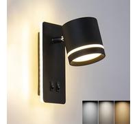 XYHAZCSM Lampe murale moderne et réglable avec spot LED cylindrique 6W+9W, idéale for la lecture et l'affichage de photos dans la maison, les hôtels et les magasins.(Black)
