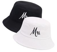 XYIYI 2 Pack M. Noir Mme Blanche Chapeau Bobs Unisexe pour Femmes Hommes Eté Chapeau de Pêche Chapeau de Soleil