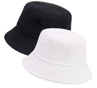 XYIYI 2 Pack Noir Blanc Chapeau Bobs Unisexe pour Femmes Hommes Eté Chapeau de Pêche Chapeau de Soleil