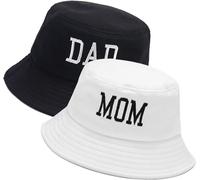 XYIYI 2 Pack Papa Noir Maman Blanche Chapeau Bobs Unisexe pour Femmes Hommes Eté Chapeau de Pêche Chapeau de Soleil