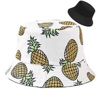 XYIYI Ananas Blanc Bobs Chapeau Réversible Seau Chapeau Pêche Chapeau De Soleil pour Femmes Filles