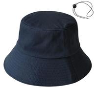XYIYI Bleu Marine Bobs Chapeau à Large Bord pour Femmes Hommes Soleil Plage Casquette de Pêche
