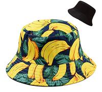 XYIYI Bobs Chapeau Banane Jaune Réversible Seau Chapeau Pêche Chapeau De Soleil pour Femmes Filles