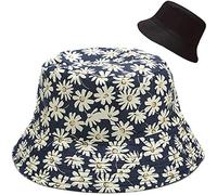 XYIYI Bobs Chapeau Bleu Marguerite Réversible Seau Chapeau Pêche Chapeau De Soleil pour Femmes Filles