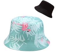 XYIYI Bobs Chapeau Flamant Vert Réversible Seau Chapeau Pêche Chapeau De Soleil pour Femmes Filles