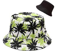 XYIYI Bobs Chapeau Impression de cocotier Vert Réversible Seau Chapeau Pêche Chapeau De Soleil pour Femmes Filles