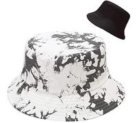 XYIYI Bobs Chapeau Tie-Dye Gris Blanche Réversible Seau Chapeau Pêche Chapeau De Soleil pour Femmes Filles