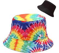 XYIYI Bobs Chapeau Tie-Dye Multicolore Réversible Seau Chapeau Pêche Chapeau De Soleil pour Femmes Filles