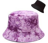 XYIYI Bobs Chapeau Tie-Dye Violet Réversible Seau Chapeau Pêche Chapeau De Soleil pour Femmes Filles