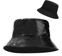 XYIYI - Chapeau de pêcheur - Réversible - Pour femme et fille - Chapeau de soleil, Cuir synthétique/noir, taille unique