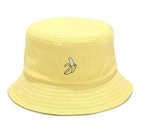 XYIYI Chapeau Seau Jaune Banane Brodé Tendance Chapeau de Pêcheur Homme Femme