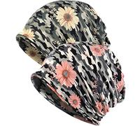 XYIYI Femmes Chapeau de Chimio Coton Bonnet Chapeau Turban Couvre-Chef Head Wraps (2 Pièces Tournesol Camo)