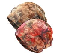 XYIYI Femmes Chapeau de Chimio Coton Bonnet Chapeau Turban Couvre-Chef Head Wraps (2pcs Érable Feuille D'érable Gris Rose)