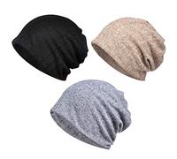 XYIYI Femmes Chapeau de Chimio Coton Bonnet Chapeau Turban Couvre-Chef Head Wraps (3 Pièces Noir + Gris + Café)