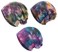 XYIYI Femmes Chapeau de Chimio Coton Bonnet Chapeau Turban Couvre-Chef Head Wraps (3pcs Srars Rouge Violet Vert)