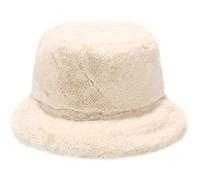 XYIYI Fourrure Beige Bobs Chapeau Duveteux Seau Chapeau d'hiver Pêcheur Chapeau pour Femmes Filles
