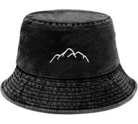 XYIYI Montagne Noir Lavée Chapeau Bob Vintage Packable Chapeau de Pêche D'été pour Hommes Femmes