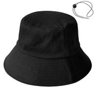 XYIYI Noir Bobs Chapeau à Large Bord pour Femmes Hommes Soleil Plage Casquette de Pêche