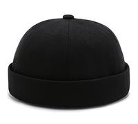 XYIYI Noir Cotton Brimless Docker Cap Adjustable Street Casual Sailor Cap Skullcap Beanie Hat