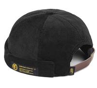 XYIYI Noir Homme Chapeau en Velours Côtelé Casquette Docker Sailor Travailleur Rétro Beanie Cuff Roulé