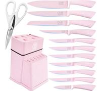 XYJ Authentic Since 1986,Knife Block Set,Kitchen Knives Set with Holder Stand,Stainless Steel Japanese Chef Knife Set,Paring Bread Carving Slicing Knife,Steak Knives