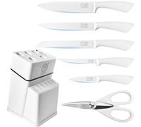 XYJ Authentic Since 1986, Stainless Steel Kitchen Knives Set with Knife Holder, Professional Knife Block Set, White Color Kitchen Knives, Meat Cleaver Slicing Cooking Knife Kitchen Cutlery Tools