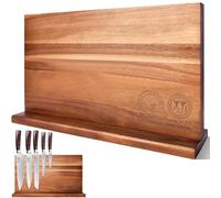 XYJ Bloc à couteaux magnétique extra large en bois d'acacia avec bande magnétique solide pour couteaux de cuisine, organiseur d'outils sans perçage