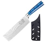 XYJ Kitchen Knife,7 Inch Japanese Nakiri Knife,Meat Cleaver,Ultra Sharp Stainless Steel Blade,Professional Vegetable Knife With Sheath Case,Wood Handle,