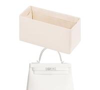 XYJG Organisateur de sac à main en soie pour Hermes Kelly Pochette/Mini/20/25/28/32/35/40, pochette de rangement, Insert de sac de luxe (KL Mini II, Craie)